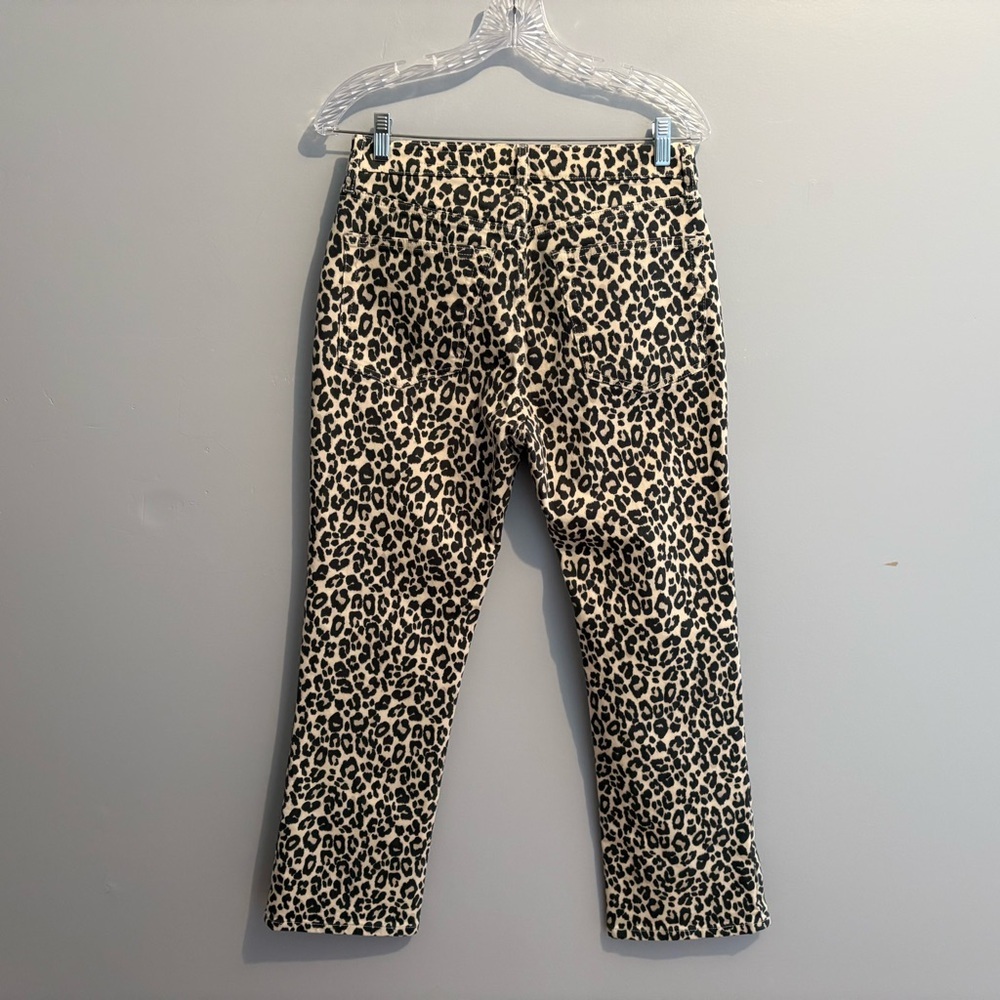 Zara Women's Size 6 Leopard Print Bootcut High Rise Jeans Animal Print Cropped - Picture 8 of 16